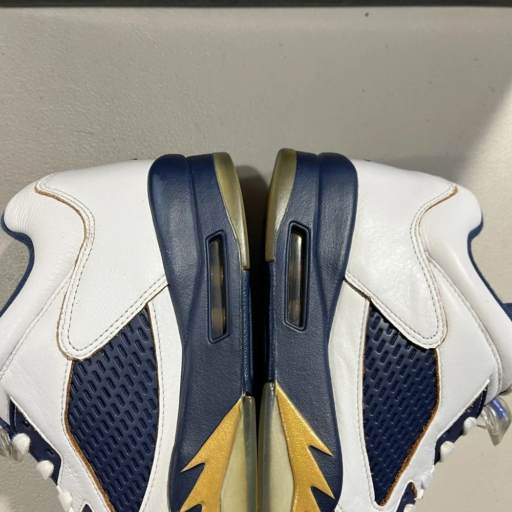 Air Jordan 5 Retro Low Dunk From Above Sneakers Mens US 10 White Navy 819171-135